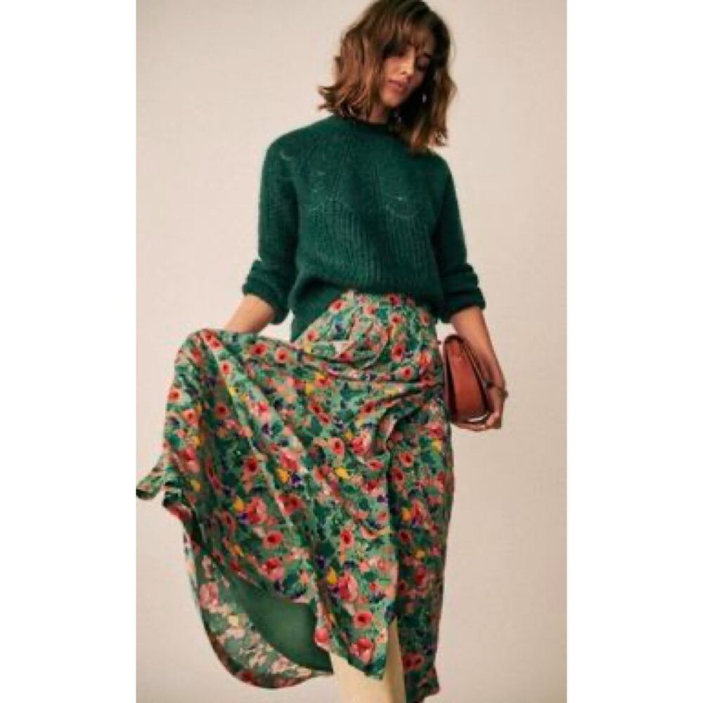 French Style Floral Pleated Skirt